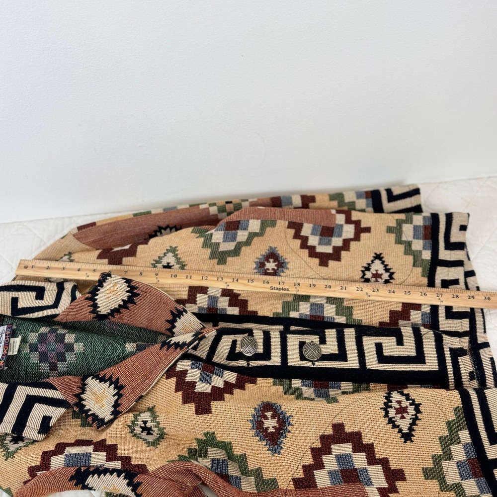 VTG! Its Outta The Bag Unge Potch Ket Tapestry Navajo Southwest Jacket M USA - Picture 6 of 15